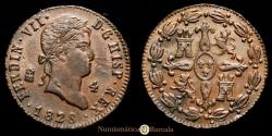 World Coins - Fernando VII. 4 Maravedís. (5.05g.). Segovia. 1828. AC-180. Choice Extremely Fine.