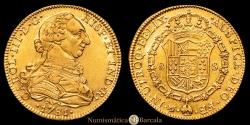 World Coins - Charles III (1759-1788). 8 escudos. 1781. Mexico. FF. (Cal-2012). (Cal onza-776). Au. 27.01 grams. Mint and assayer marks inverted. Original luster. Choice Extremely Fine/Extremely Fine. Very rare.