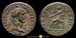 Ancient Coins - ROMAN EMPIRE. Trajan. Rome. Sestertius. 98 AD. RIC 390. 24.69g. 34.25 mm. EF-. Large flan. Very fine portrait. Attractive brown patina.