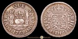 World Coins - Carlos III (1759-1788). 1 Real. 1768. Mexico. M. (Cal-418). Ag. 3.32 g. EF+. Toning. Scarce.
