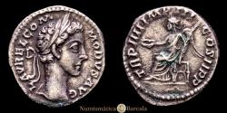 Ancient Coins - COMMODUS. Denarius. (AR 3.28g/19mm). 179 AD. Rome. (RIC 666). Choice VF. Fine portrait. Bust of young Commodus.