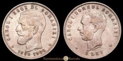 World Coins - ROMANIA. 1906. 5 Lei (KM-35) Carol I. 24.74 g ASW. 40th Anniversary of the Reign. VF.
