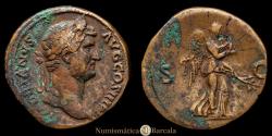 Ancient Coins - Hadrian. Sestertius. (24.89 g.). Rome. 117-138 A.D. (RIC II.3 2288). (BMCRE 1549). (C 1374). AE. 24.89 g. VF+.