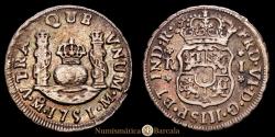 World Coins - Ferdinand VI (1746-1759). 1 real. 1751. Mexico. M. (Cal-190). Ag. 3.33 g. Patina. VF+.