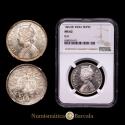 World Coins - INDIA. BRITISH. Victoria, 1837-1901. Silver 1 Rupee, 1862 B. Bombay. KM-473. Encapsulated by NGC as MS 62