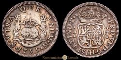 World Coins - Fernando VI (1746-1759). 2 reales. 1755. Mexico. M. (Cal-297). Ag. 6.64 grams. Marks on obverse. EF+. Soft patina.