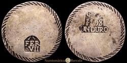 World Coins - Ferdinand VII (1808-1833). 1808. Gerona. Duro. (CA 1201). 25.51 grams. AR. EF+.