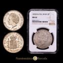 World Coins - Alfonso XIII (1886-1931). 5 pesetas. 1893*18-93. Madrid. PGL. (AC-102). Ag. 24.99 g. Great original luster. Encapsulated by NGC as MS 62.