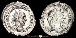 Ancient Coins - Trajan Decius. Silver Antoninianus (3.70 g.). 249-251 A.D. Incuse. XF+. Very rare.