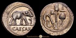 Ancient Coins - JULIUS CAESAR. Denarius. Gaul. Military mint (49-48 BC). AR 3.71 g. 17.9 mm. CRAW-443.1; FFC-50. XF.
