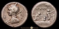 Ancient Coins - Licinia. Publius Licinius Nerva. Denarius. 113-112 BC. Uncertain mint. (FFc-802). (Craw-292/1). AR. 3.74 grams. Choice Very Fine.