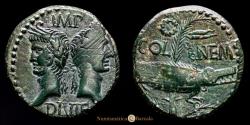 Ancient Coins - Augustus. Dupondius. (12.49 g.). Nemausus. 27 B.C.-14 A.D.. RIC I 158. XF. Patina. Superb condition.