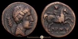 Ancient Coins - Hispania. As. (10.77 g.). SAETI - SAETABI. Xátiva (Valencia). Vv20.2. VF-. Die axis 3h. Dark brown patina.