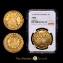World Coins - Ferdinand VII (1808-1833). 8 escudos. 1818. Popayán. FM. (Cal-1823). Au. 26.92 grams. Charles IV bust type. Partial original luster. Beautiful color. Encapsulated by NGC as AU 55.