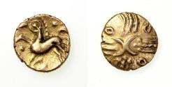 Ancient Coins - Catuvellauni Tasciovanus 25 BC-AD 10 Gold Quarter Stater Tasciovanus Acorn (Plate Coin)