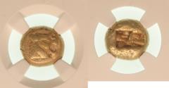 Ancient Coins - Lydia Alyattes 600-561 BC Electrum Third Stater Graded by NGC (XF/EF)