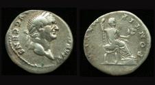 Ancient Coins - Vespasian, Denarius, Pontif reverse, Sharp!