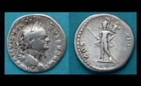 Ancient Coins - Vespasian, Denarius, Mars with Trophy reverse