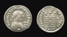 Ancient Coins - Licinius II, Heraclea, Silvered Campgate, Wearing Imperial Mantle