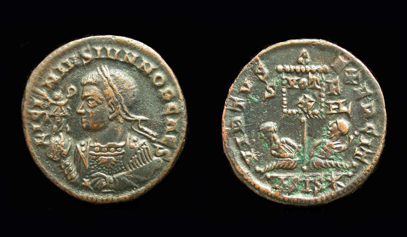 Licinius II, Victory on Globe Portrait, Siscia, about Extremely