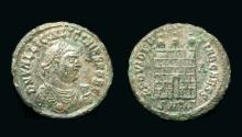 Ancient Coins - Licinius II, Heraclea, Silvered Campgate, Wearing Imperial Mantle