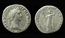 Ancient Coins - Domitian, Denarius, Minerva holding Spear & Thunderbolt reverse