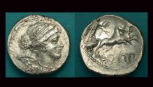 Ancient Coins - Roman Republic, T. Carisius, Denarius, Winged Victory, Contemporary Imitation!