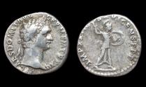 Ancient Coins - Domitian, Denarius, Minerva Brandishing Spear and Shield reverse