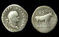 Ancient Coins - Vespasian, Denarius, Cow reverse, Low priced!