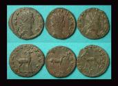 Ancient Coins - Gallienus, Zoo Issues, Stag, Antelope and Gazelle, 3-Pack!