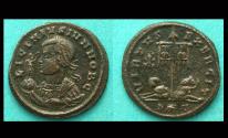 Ancient Coins - Licinius II, Ticinum, Holding Victory Portrait with 20-Year Vow reverse