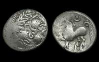 Ancient Coins - Danube Celts, AR Tetradrachm, Unpublished! 2nd Cent BC