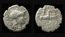 Ancient Coins - Roman Republic, L. Antestius Gragulus, Denarius, Jupiter Driving Quadriga reverse, Rare
