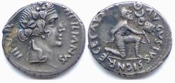 Ancient Coins - AUGUSTUS VICTORY OVER PARTHIA REVERSE, 27 BC- AD 14. AR Denarius. 19mm, 3.91 g