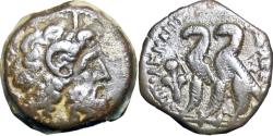 Ancient Coins - CleopatraIII&Ptolemy IX Soter II (Lathyros). 116-107 BC. Æ Obol