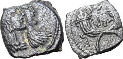 Ancient Coins - Petra Jordan ,NABATAEA. Rabbel II, with his mother Shaqilat. AD 70-106. Æ Chalkous