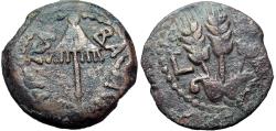 Ancient Coins - HERODIAN KINGS of JUDAEA. Agrippa I. 37-44 CE. Æ Prutah. Dated year 6 (41/2) CE.