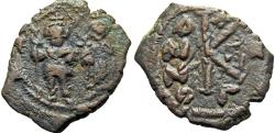 Ancient Coins - Heraclius, with Heraclius Constantine and Heraclonas AD 610-641. Constantinople Half follis Æ