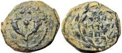 Ancient Coins - John Hyrcanus I (Yehohanan), 134 - 104 B.C., Bronze prutah,.Jerusalem mint,