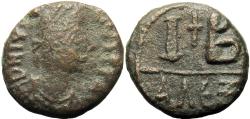 Ancient Coins - Byzantine.Justin I Æ 12 Nummi. Alexandria, AD 518-527.
