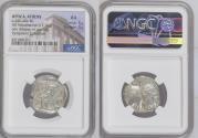 Ancient Coins - ATTICA, ATHENS AR Tetradrachm c.440-404 BC NGC AU Strike: 5/5 Surface: 5/5