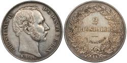 World Coins - DENMARK Christian IX 1864 2 Rigsdaler AU