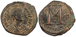 Ancient Coins - Justin I 518-527 A.D. Follis (40 Nummi) Nicomedia Mint Good Fine