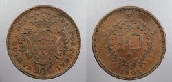 World Coins - AZORES: 1901 One Year Type 10 Reis