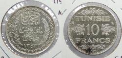 World Coins - TUNISIA: AH 1353 (1935) 10 Francs