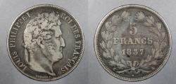 World Coins - FRANCE: 1837-A Louis Philippe 5 Francs