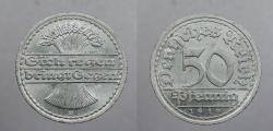 World Coins - GERMANY: Weimar Republic 1919-D 50 Pfennig