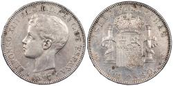 World Coins - PHILIPPINES Spanish Colonial Alfonso XIII 1897-SG V Peso AU