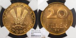 World Coins - HUNGARY 1950-BP 20 Filler NGC MS-67