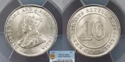 World Coins - STRAITS SETTLEMENTS George V 1927 10 Cents PCGS MS-66